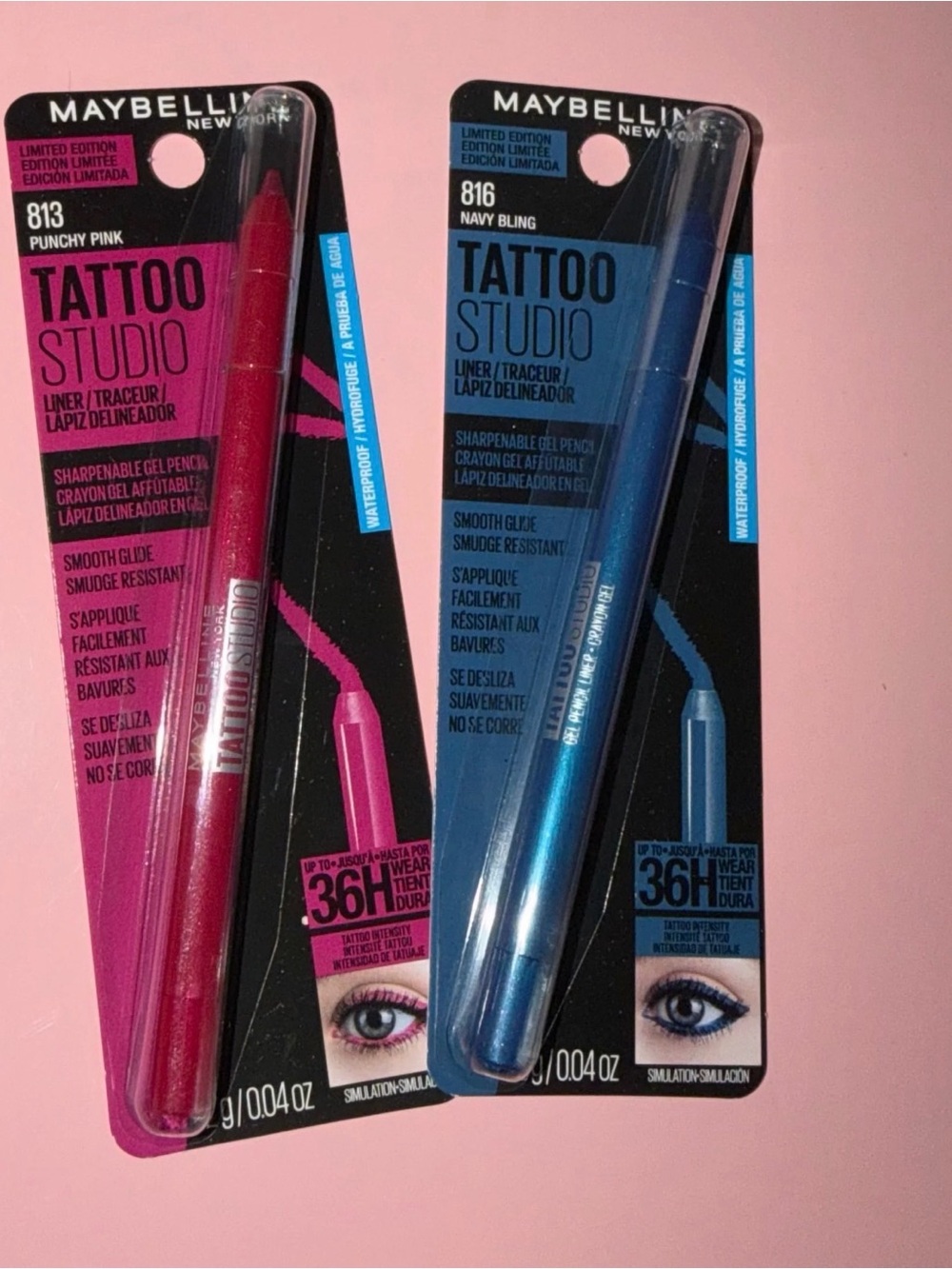 Maybelline limited edition Eyeliner Pencils — Punchy Pink & Navy Bling